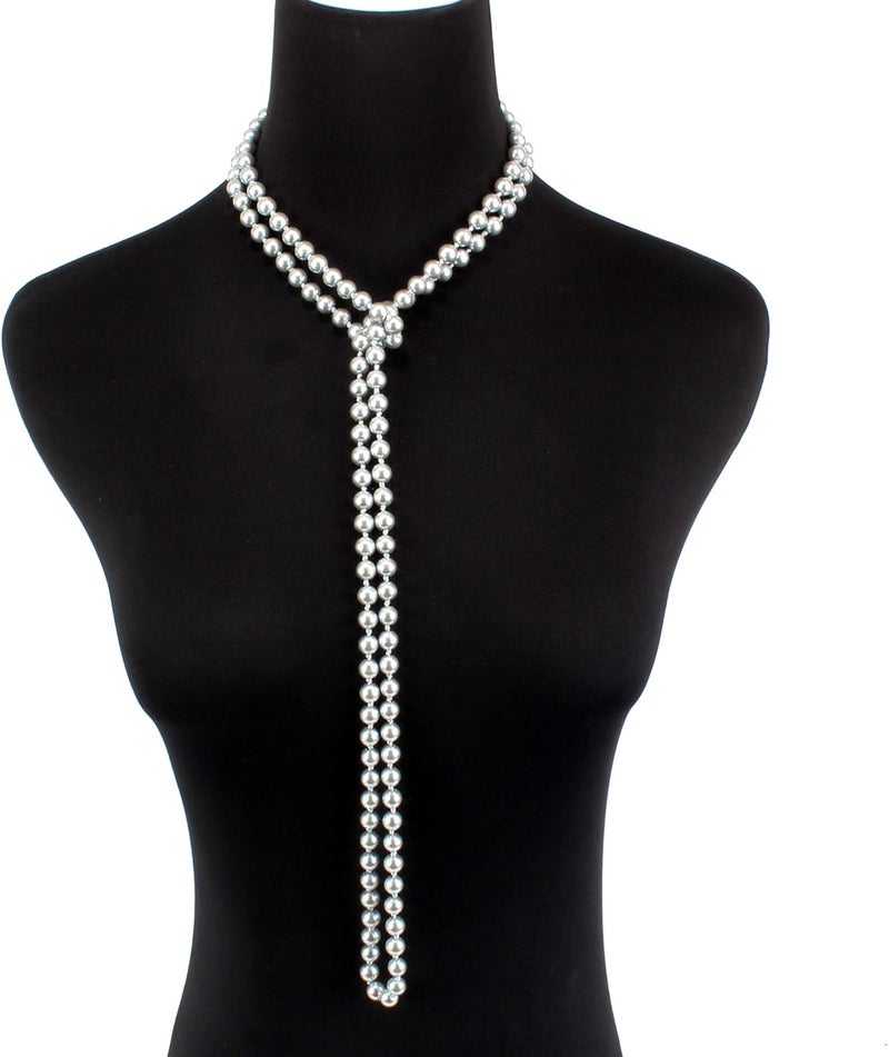 KOSMOS-LI Fashion Faux Pearls Pendants 1920s Beads Cluster Long Pearl Necklace for Costume Party Jewelry 55" - Image 5