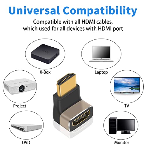 Duttek 8K 90 Degree HDMI Male to Female Adapter, 2.1 Version Down Angle HDMI L Shape Flat Extender Adapter Connector for TV, Roku, Fire Stick, Chromecast, Switch, Laptop, PC (2 Pack) - Image 4