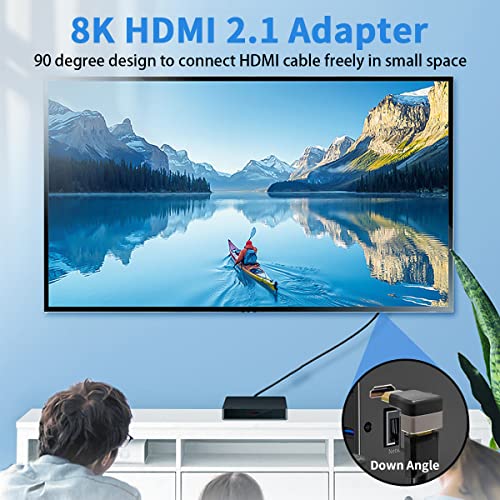 Duttek 8K 90 Degree HDMI Male to Female Adapter, 2.1 Version Down Angle HDMI L Shape Flat Extender Adapter Connector for TV, Roku, Fire Stick, Chromecast, Switch, Laptop, PC (2 Pack) - Image 5