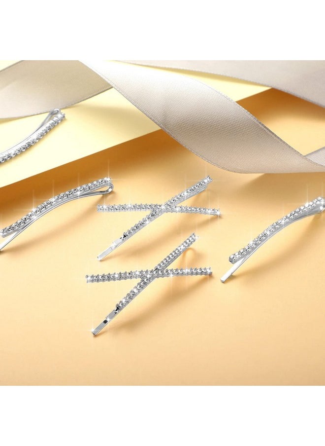 WILLBOND 12 Pieces Rhinestone Bobby Pins Decorative Fancy Crystal Hair Clips Shiny Metal X Shaped Barrettes Bling Diamond Wedding Bridal Shower Hair Accessories for Women Ladies Girls (Silver)  - Image 5