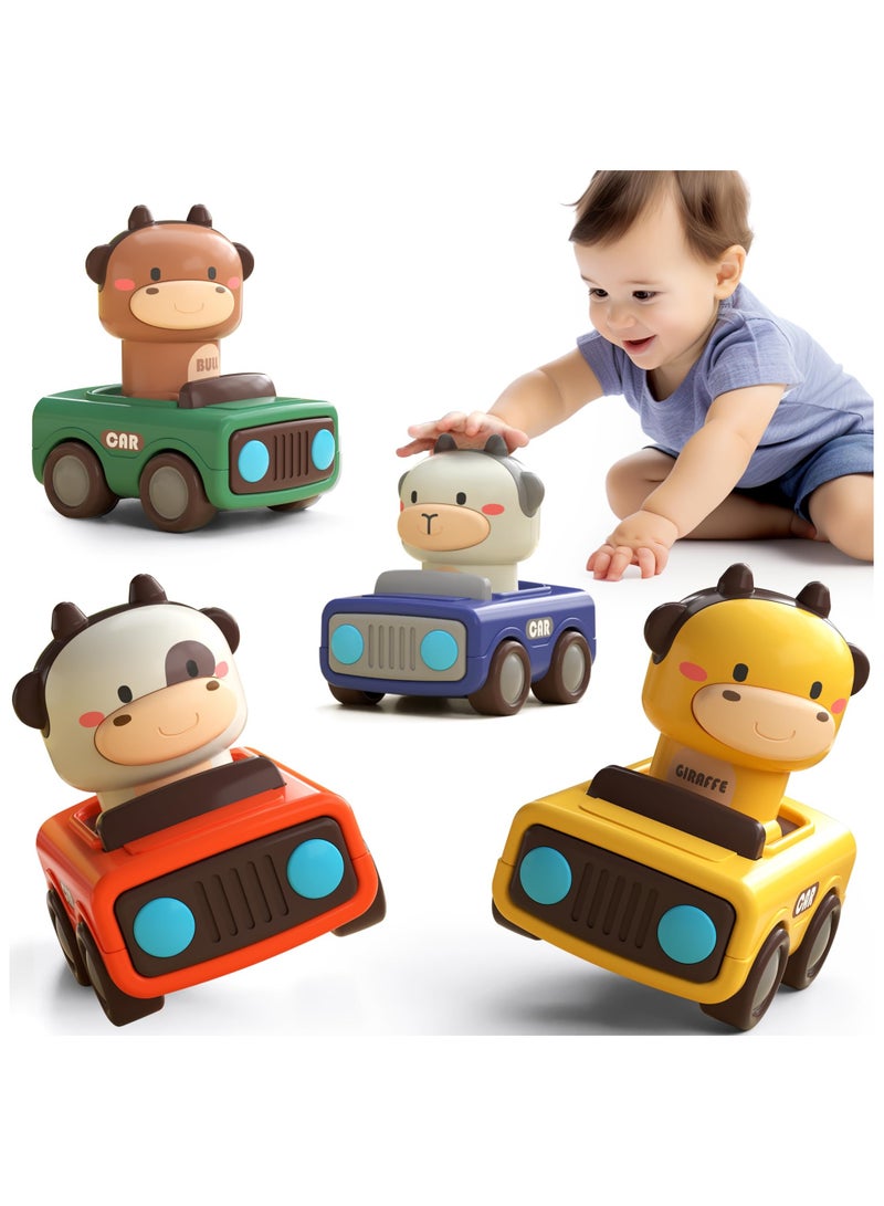 أنمي ألعاب سيارات للأطفال الصغار من 1 إلى 3 سنوات، سيارات سباق على شكل حيوانات صغيرة، مجموعة سيارات لعب للأطفال الرضع، ألعاب سيارات احتكاك للأطفال من 6 إلى 9 إلى 12 إلى 18 شهراً، هدايا عيد الميلاد الأول للأولاد من 1 إلى 2 سنة - Image 1