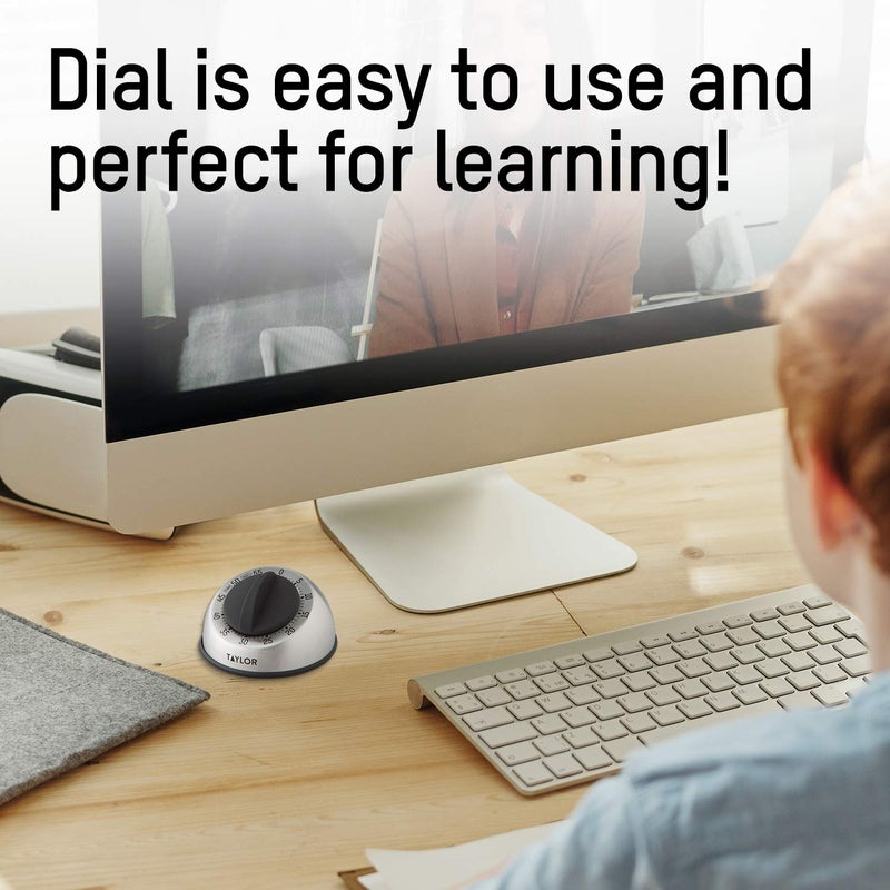 Taylor RA14276 Mechanical Stainless Steel Timer for School, Learning, Projects, and Kitchen Tasks, One Size, Multicolor - Image 2