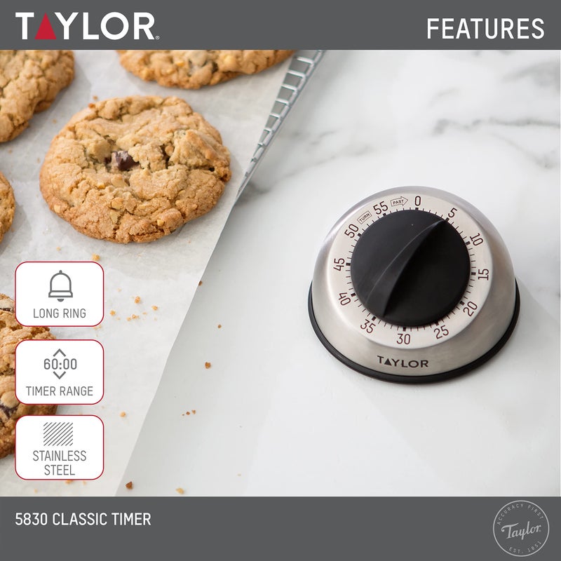Taylor RA14276 Mechanical Stainless Steel Timer for School, Learning, Projects, and Kitchen Tasks, One Size, Multicolor - Image 3