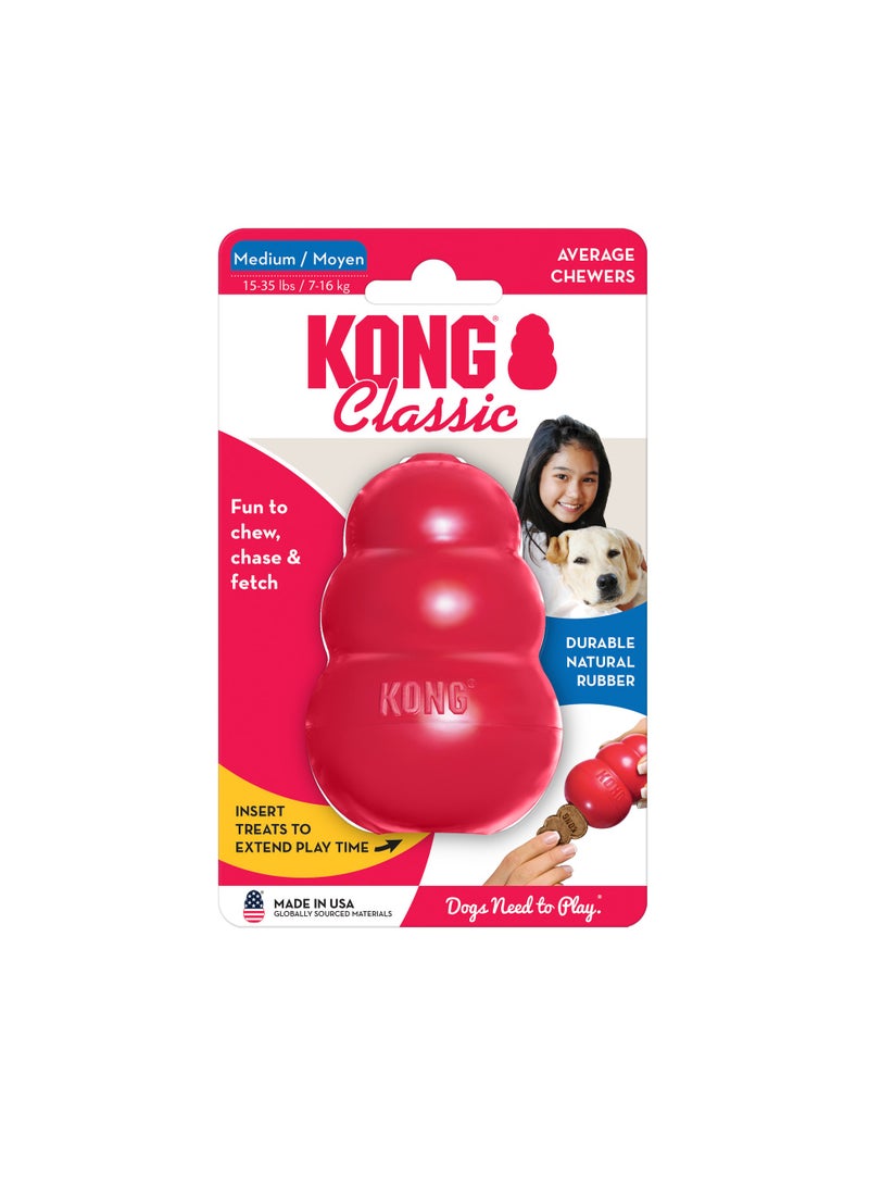 Kong Classic Durable Natural Rubber Dog Toy – Iconic Chew, Chase  Fetch Design for Mental Enrichment and Instinct Satisfaction – Long-Lasting Red Rubber with Treat-Stuffing Capability - Image 1