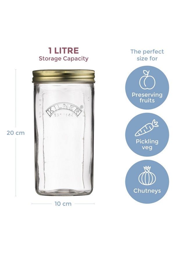 Kilner EST 1842 Borosilicate Premium Wide Mouth Preserve Jar for Food Storage 1 Litre - Image 2