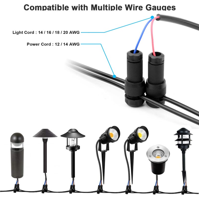 iCreating 22Pack Low Voltage Waterproof Replacement Landscape Light Cable Connector 12-20 Gauge Wire Connectors for Landscape Lighting Path Lights - Image 3