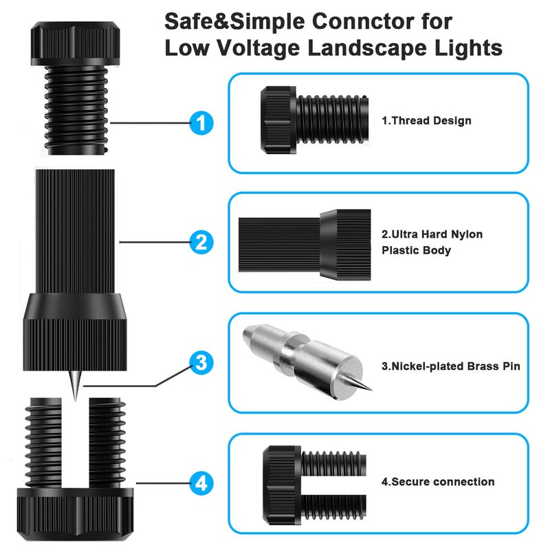 iCreating 22Pack Low Voltage Waterproof Replacement Landscape Light Cable Connector 12-20 Gauge Wire Connectors for Landscape Lighting Path Lights - Image 2