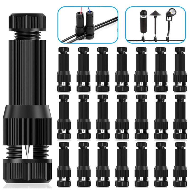 iCreating 22Pack Low Voltage Waterproof Replacement Landscape Light Cable Connector 12-20 Gauge Wire Connectors for Landscape Lighting Path Lights - Image 1