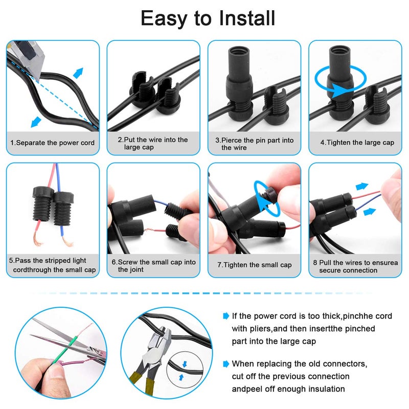 iCreating 22Pack Low Voltage Waterproof Replacement Landscape Light Cable Connector 12-20 Gauge Wire Connectors for Landscape Lighting Path Lights - Image 4