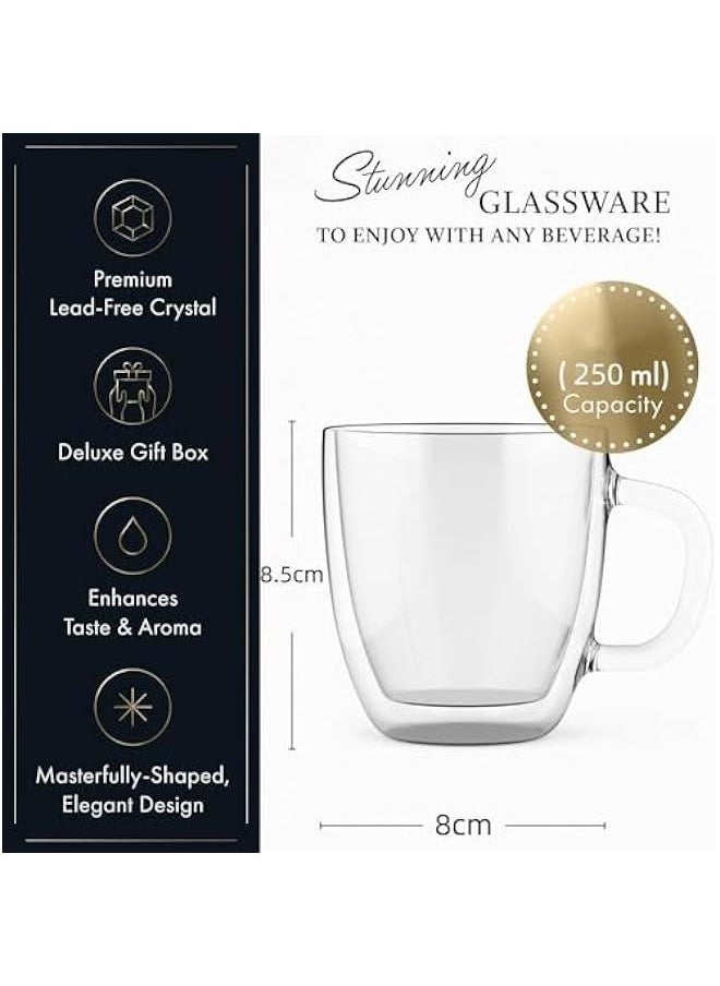 8 oz Double Walled Glass Coffee Mugs, Clear Cappuccino Glass Mug Set of 4, Double Insulated Glass Coffee Mugs with Handle, Latte Mug, Espresso Mug Cups for HotCold Drinks, Dishwasher Safe - pzsku/Z1C71CC608DFC965FC5FBZ/45/_/1728827382/35b3483f-31fe-4e50-9c98-da969cd87499