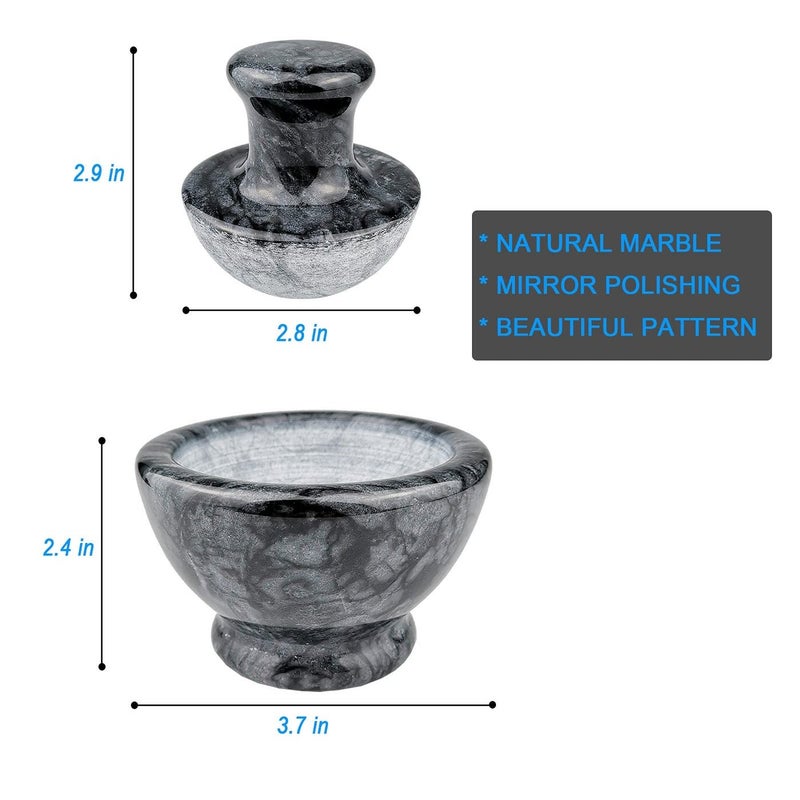 LUOLAO Marble Mortar and Pestle Set, Pill Crusher and Spice Stone Grinder, 3.7 Inch, 1/2 Cup, Grinding is Efficient and Labor-Saving (Black) - Image 4