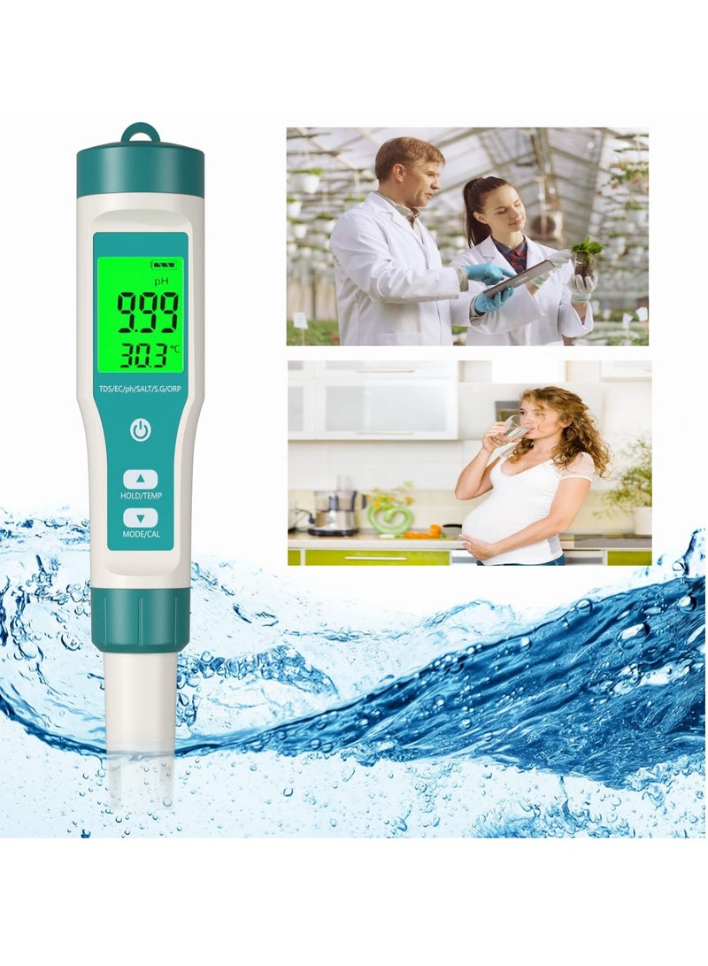 8 In 1 pH/TDS/EC/ORP/S.G/Salinity/Temp/H2 Meter High Accuracy Water Tester With Led Display For Water Household Drinking Swimming Pool And Aquarium  - Image 1