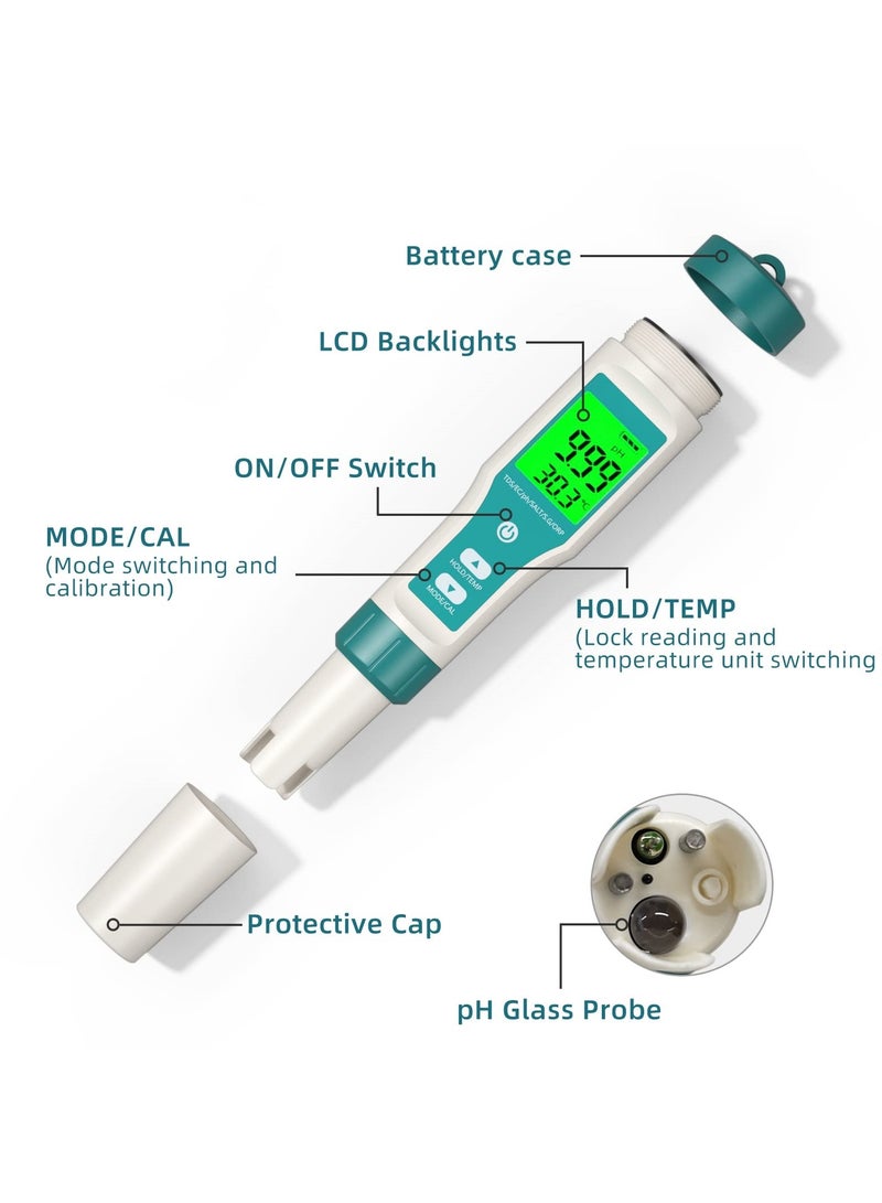 8 In 1 pH/TDS/EC/ORP/S.G/Salinity/Temp/H2 Meter High Accuracy Water Tester With Led Display For Water Household Drinking Swimming Pool And Aquarium  - Image 3