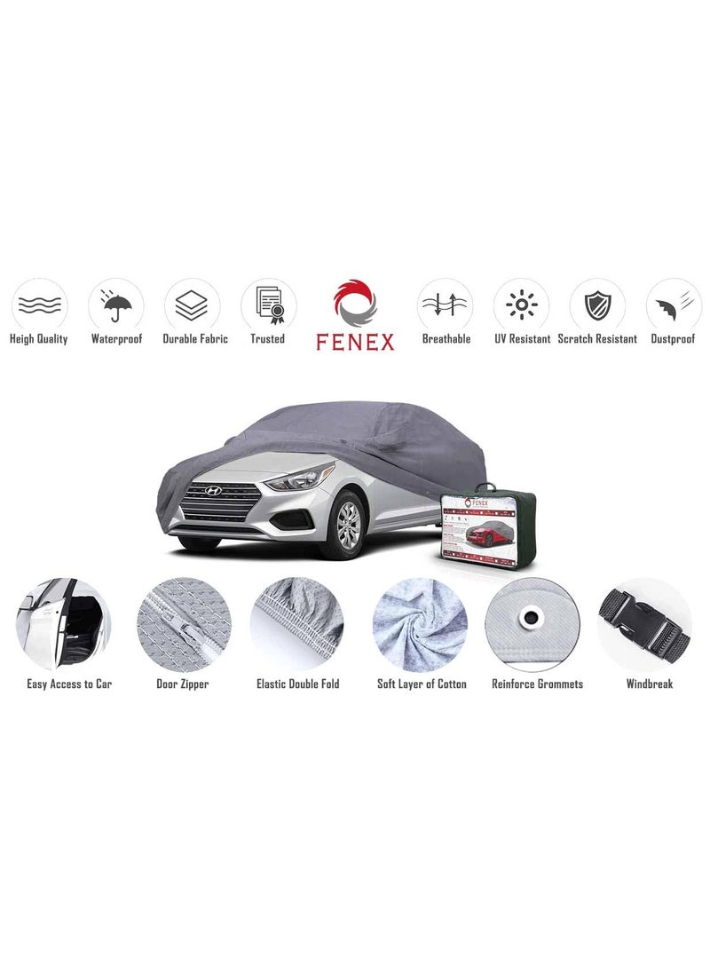 fenex - Fenex Car Cover [Medium] – All-Weather Protection | Waterproof, UV-Resistant, Dustproof, Breathable | Indoor/Outdoor Use | Door Zipper & Mirror Pockets | Fits Sedan cars (431 × 165 × 119 cm) - Image 1