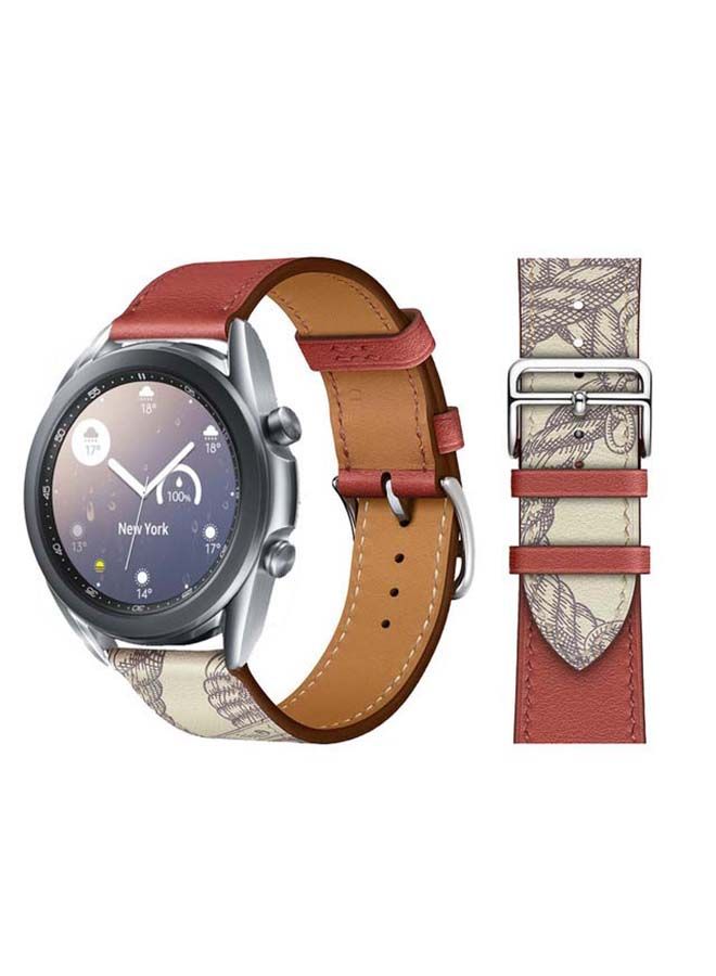 NIBEMINENT Supreme Genuine Leather Replacement Band For Samsung Galaxy Watch3 41mm Red - Image 1
