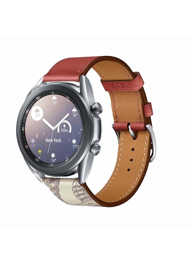 NIBEMINENT Supreme Genuine Leather Replacement Band For Samsung Galaxy Watch3 41mm Red - Image 2