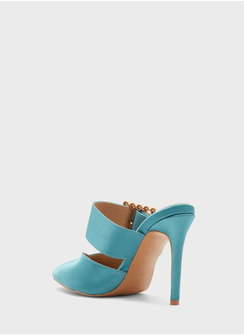 Khizana Jewelled Buckle Satin Slip On Pump
