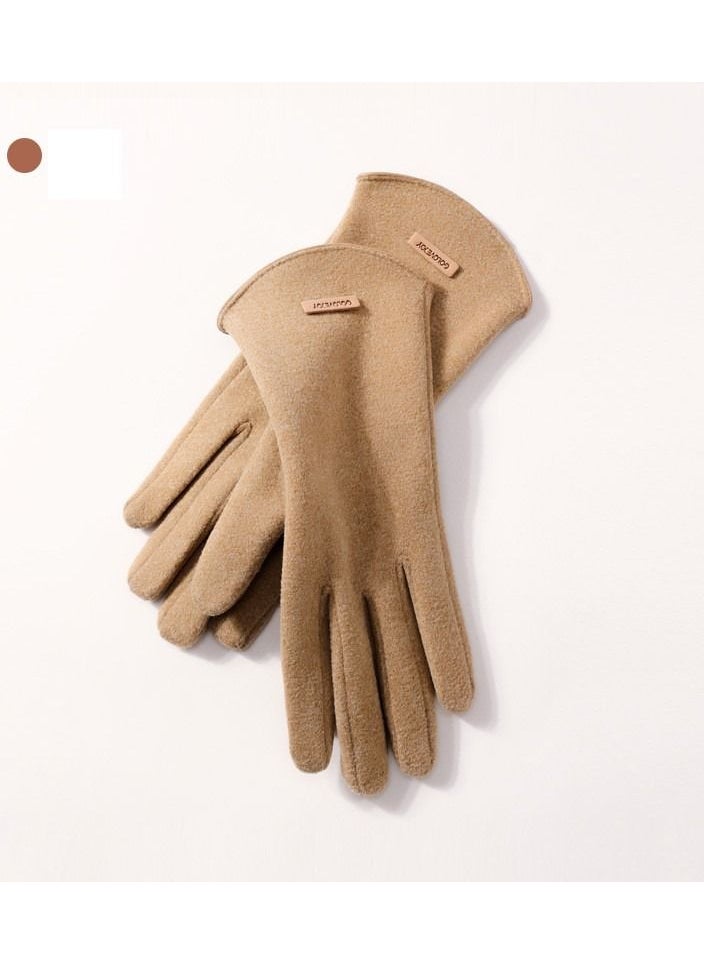 Golovejoy New Cashmere Women's Outdoor Small Fragrant Hair Thickened Warm Gloves 