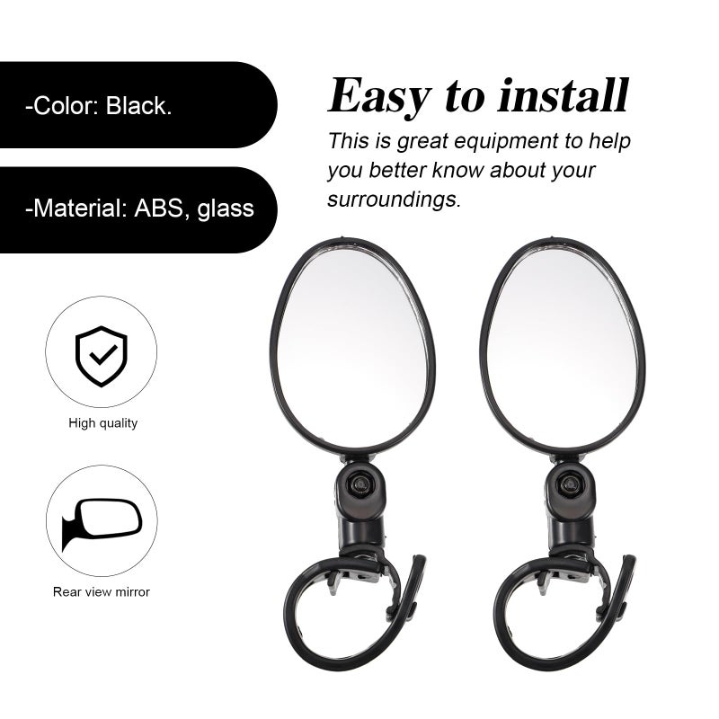 Universal Bike Rearview Mirror 2pcs Wide Angle Handlebar Mirror for Mountain Road Bikes Cycling Safety - Image 4