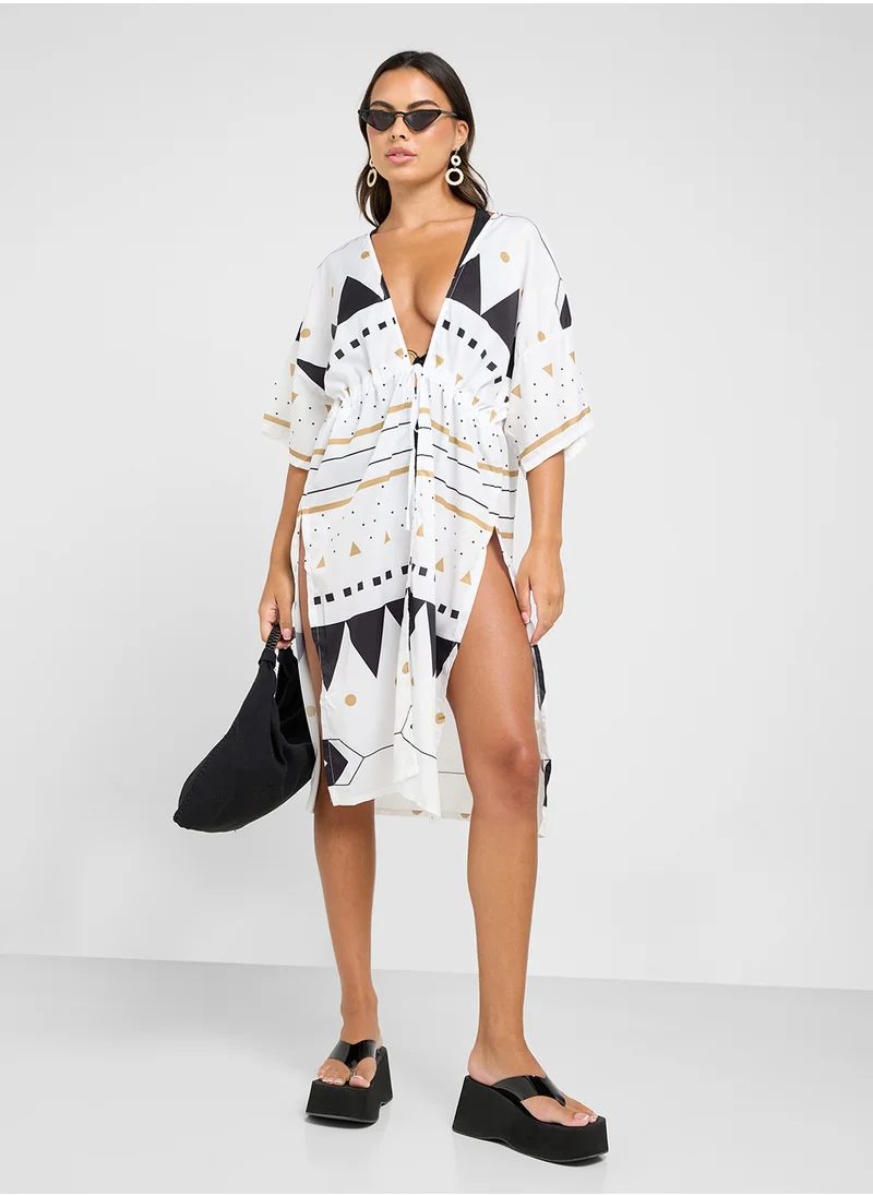 Ginger Printed Beach Cover Up