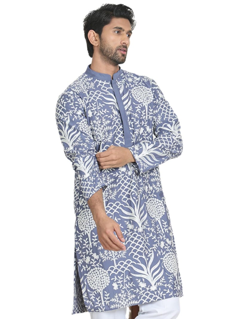 jompers قمصان جومبرز المطرزة بالزهور من مزيج الحرير للرجال - Image 1