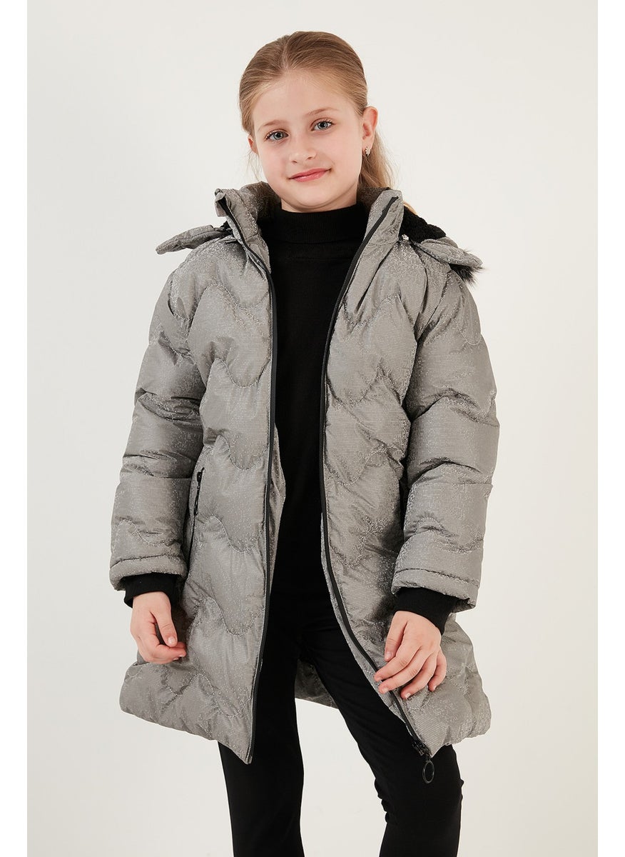 Lela Plush Lined Faux Fur Collar Removable Hooded Winter Coat Girls' Coat 5761905  - Image 5