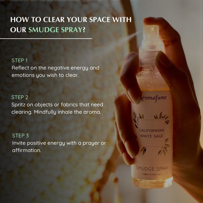 Aromafume White Sage Smudge Spray by Aromafume | 100ml/3.3 oz | Sage Spray for Cleansing Negative Energy & Protection | Non-Toxic Room Spray | Natural Sage Mist for Spiritual Cleansing, Smokeless Smudging - Image 5