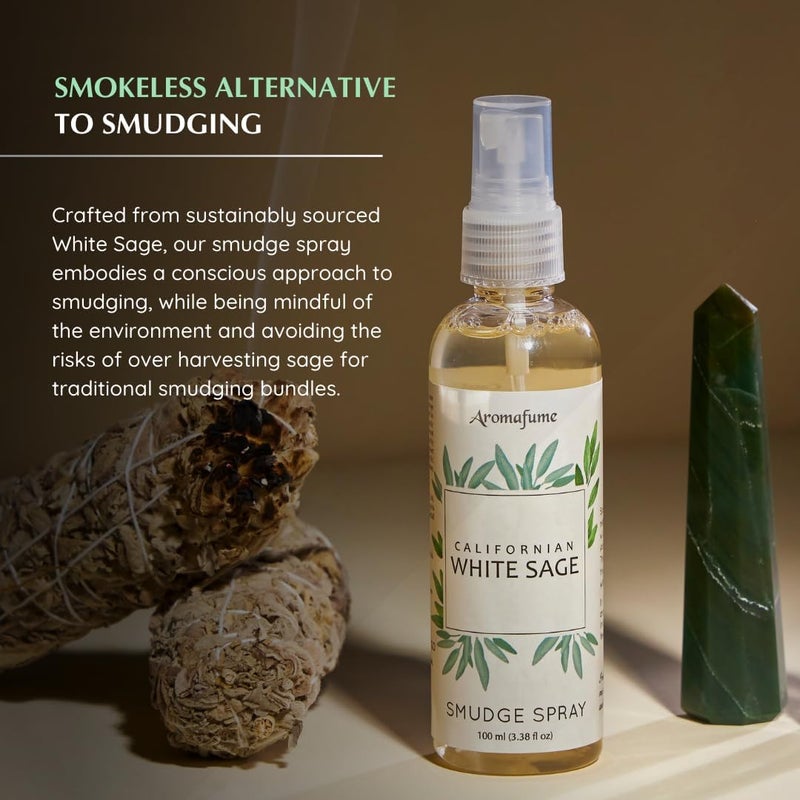 Aromafume White Sage Smudge Spray by Aromafume | 100ml/3.3 oz | Sage Spray for Cleansing Negative Energy & Protection | Non-Toxic Room Spray | Natural Sage Mist for Spiritual Cleansing, Smokeless Smudging - Image 2