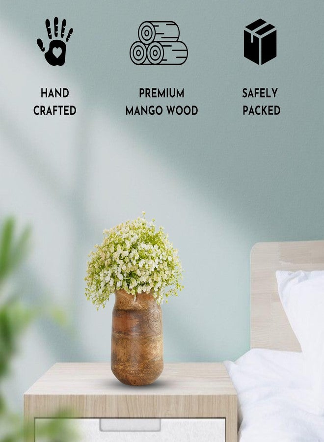 Behoma Flower Vase, Jar Shape Mango Wood Vases for Flowers for Decor Home Living Room Kitchen Office, Natural Light Brown Finish | Height - 6.1 inch (15.5 cm) - Image 5