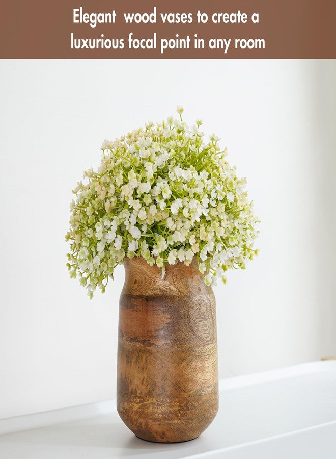 Behoma Flower Vase, Jar Shape Mango Wood Vases for Flowers for Decor Home Living Room Kitchen Office, Natural Light Brown Finish | Height - 6.1 inch (15.5 cm) - Image 2