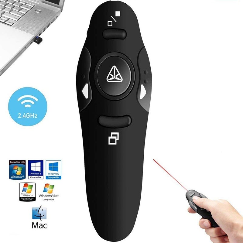 rts Professional Red Laser USB Wireless Laser Presenter Presentation ppt Pointer Remote Control Slider Changer Controller Hyperlink Volume PPT PowerPoint Clicker for Windows 10 MAC /PC/Laptop - Image 3