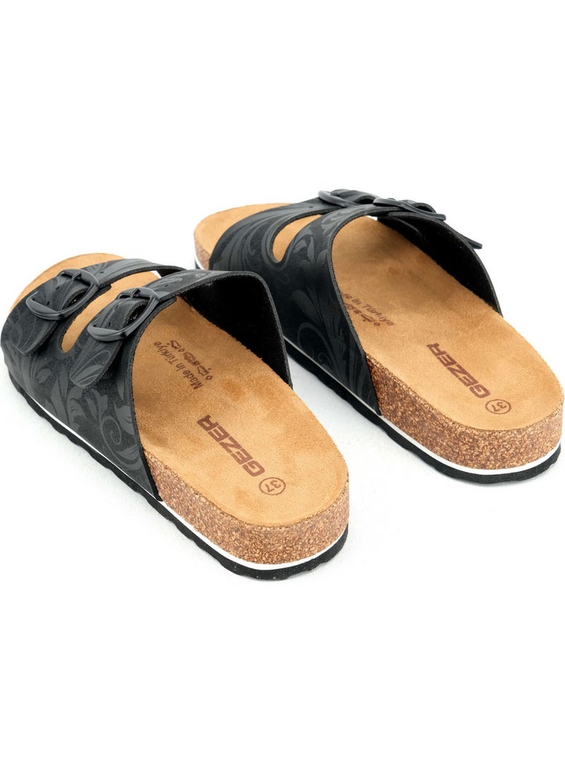 Gezer - Women's Summer Design Faux Leather Cork Sole Two Buckle Adjustable Slippers - Image 1