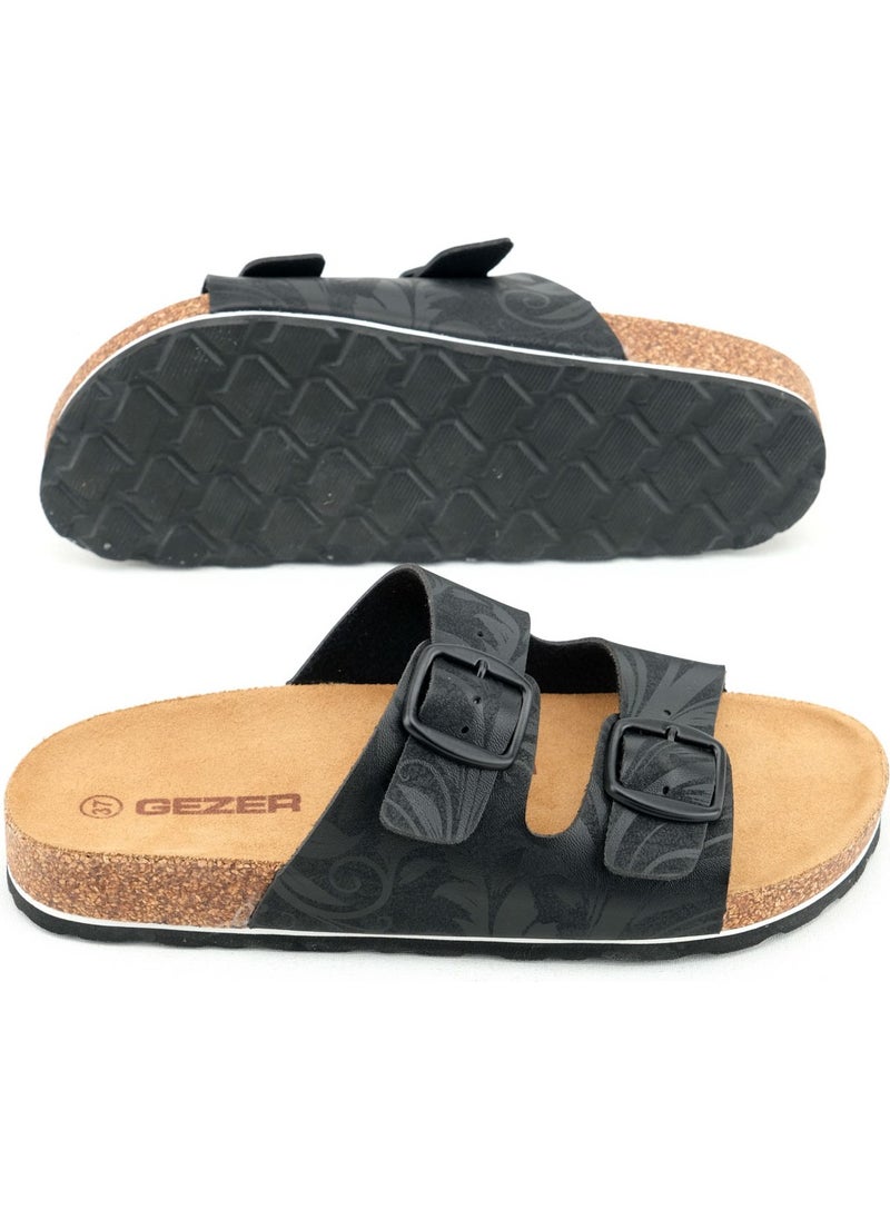 Gezer - Women's Summer Design Faux Leather Cork Sole Two Buckle Adjustable Slippers - Image 1