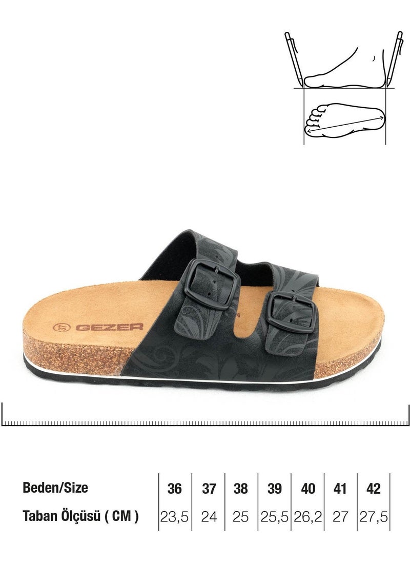 Gezer - Women's Summer Design Faux Leather Cork Sole Two Buckle Adjustable Slippers - Image 1