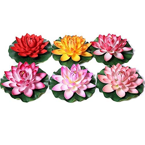 Prokart ProKart Floating Lotus Artificial Flower Shape Water Surface for Home Office Decor Lotus Flower Natural Looking for Pool and Home Decoration Multi Color17cm Set of 4  - Image 2