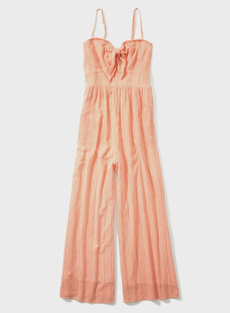 American Eagle Front Knot Wide Leg Jumpsuit