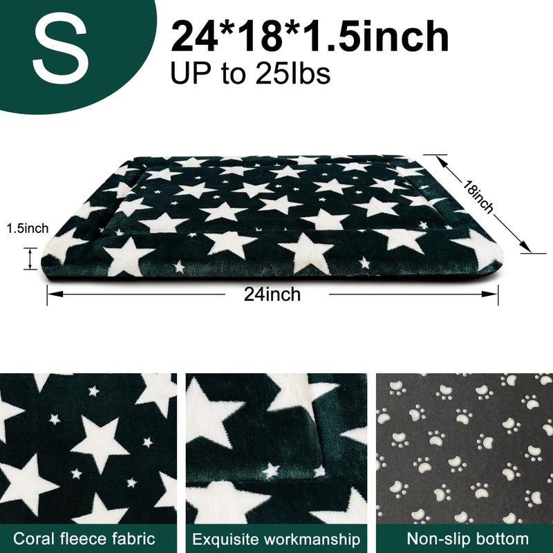 pobopobo Dog Bed Mat â€“ Soft & Comfortable Dog Kennel Pad for Crate â€“ Durable Crate Bed & Mat for Dogs & Cats â€“ Ideal for Crate, Kennel, and Home Use (Big&Little Stars Green, S(24"*18"*1.5")) - Image 3