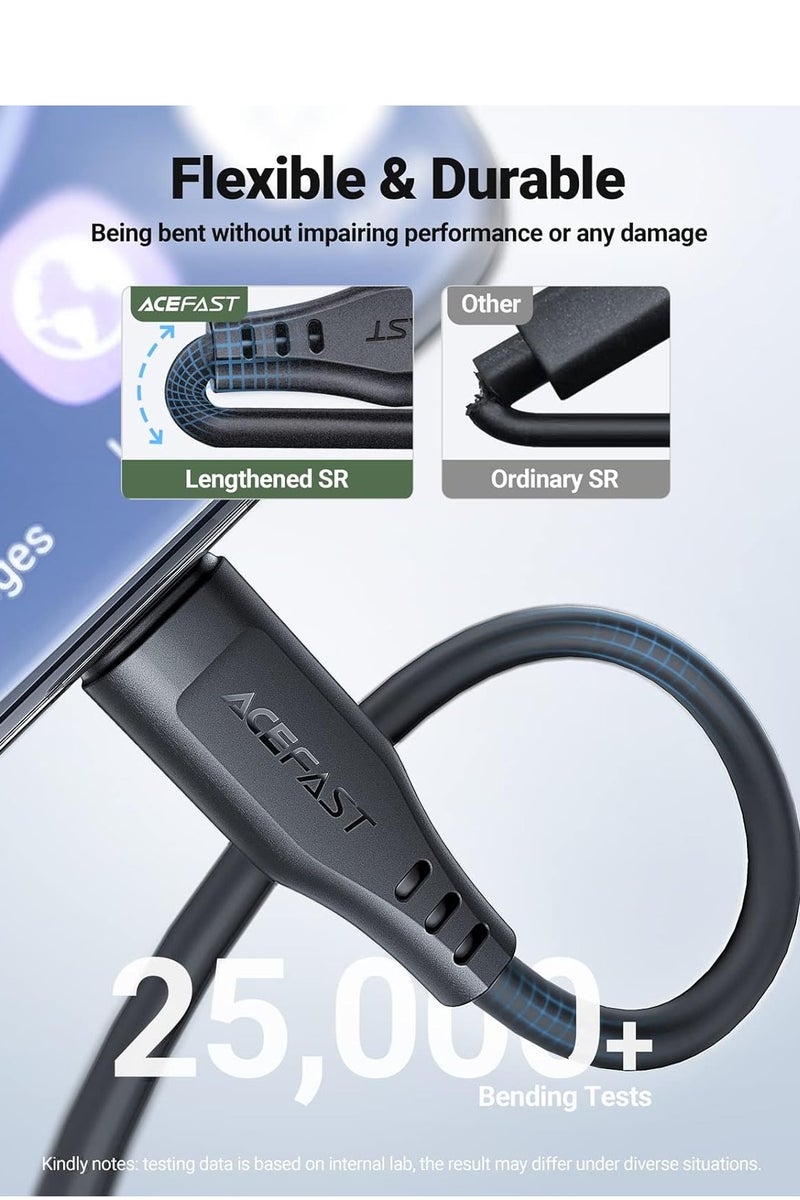 AceFast C3-03 - USB-C to Tpe Charging Data Cable 1.2 Meter , Compatible With Samsung, Huawei, Xiaomi, Oppo - Black - Image 2