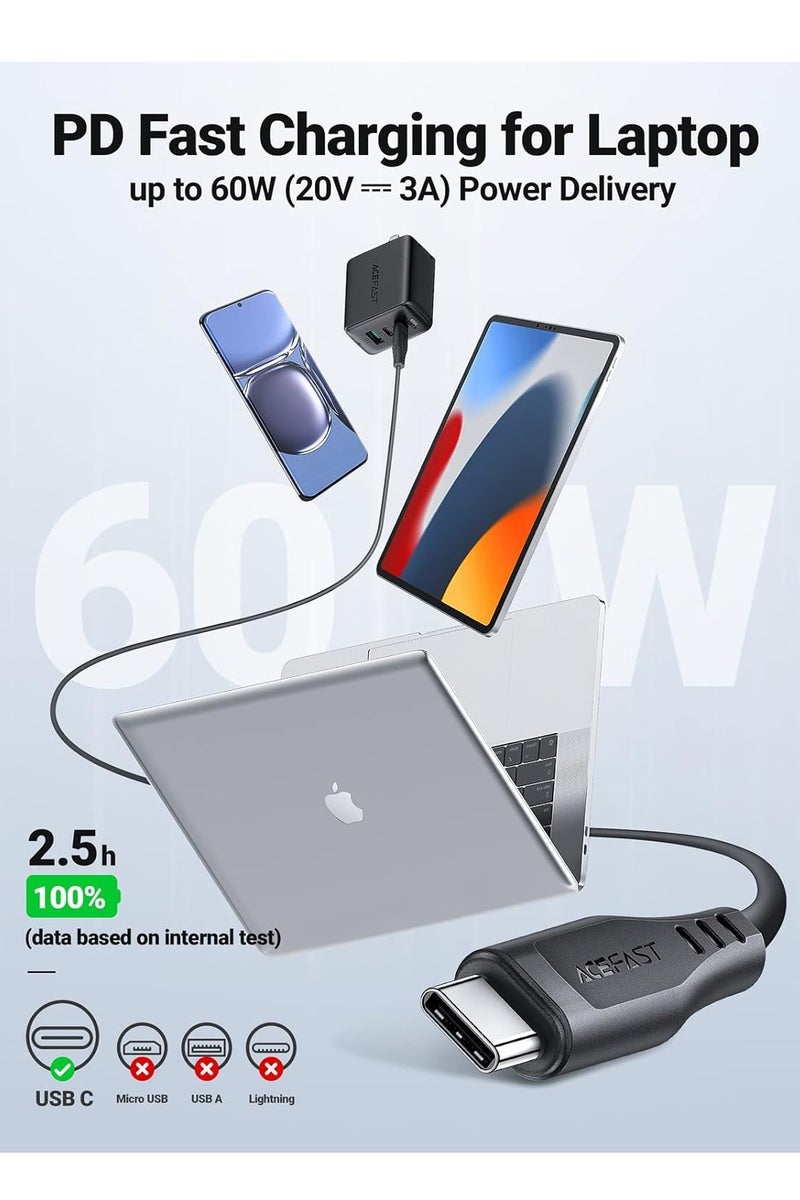 AceFast C3-03 - USB-C to Tpe Charging Data Cable 1.2 Meter , Compatible With Samsung, Huawei, Xiaomi, Oppo - Black - Image 3