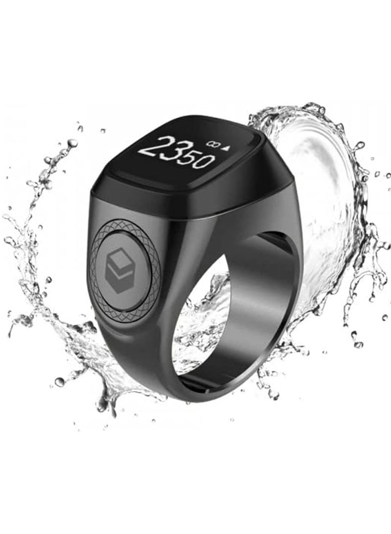 iQIBLA Smart Tasbih Zikr Ring {Space Grey - Metal - Oled Display - Prayer Timing Reminder 22mm - Image 1