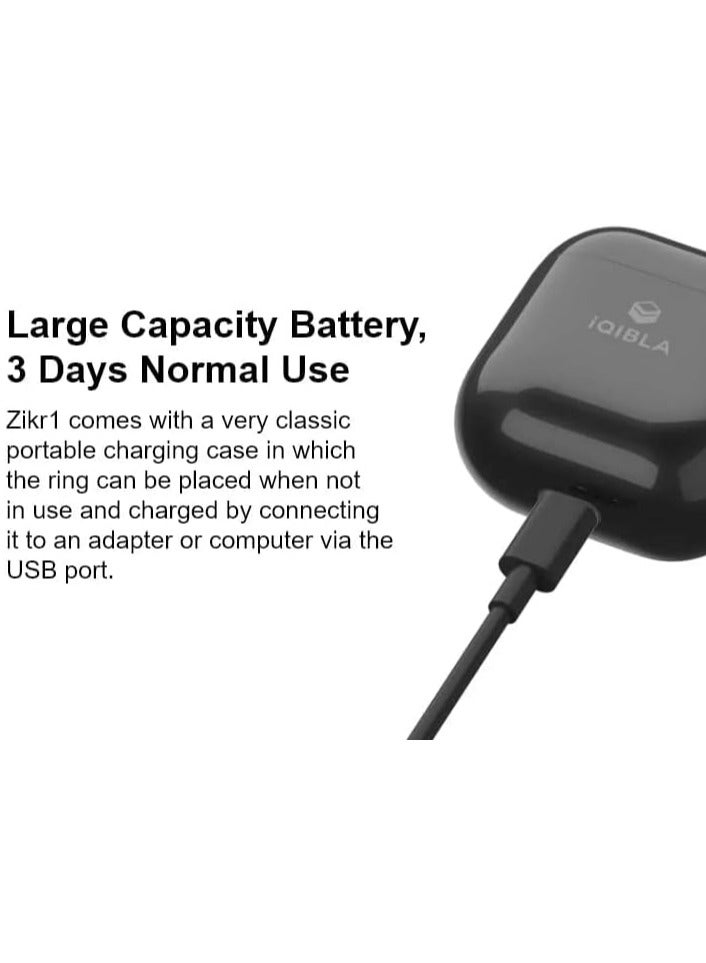 iQIBLA Smart Tasbih Zikr Ring {Space Grey - Metal - Oled Display - Prayer Timing Reminder 22mm - Image 2