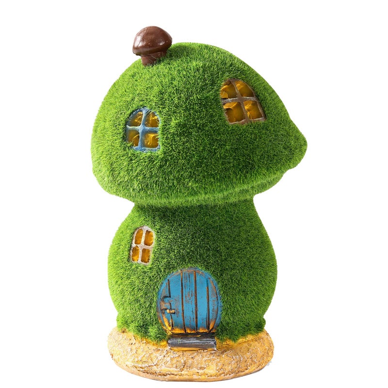Darkdec Mushroom Fairy House Decor  Figurine Lights Outdoor Solar Fairy Garden House for Patio Lawn Yard Ornaments Housewarming Gift 74 inch
