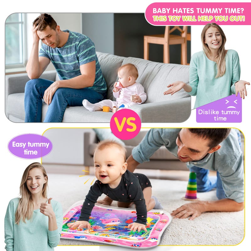 Infinno Tummy Time Mat Premium Baby Water Play Mat for Infants and Toddlers Baby Toys for 3 to 24 Months, Strengthen Your Baby's Muscles, Pink Theme Toys - Image 3