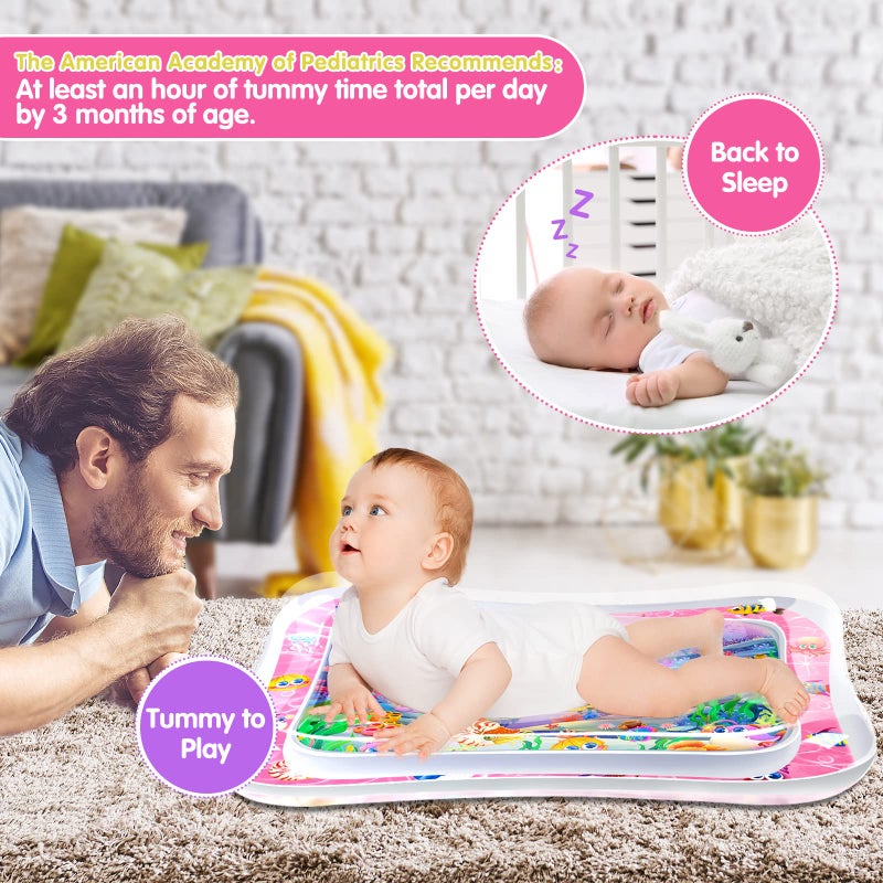 Infinno Tummy Time Mat Premium Baby Water Play Mat for Infants and Toddlers Baby Toys for 3 to 24 Months, Strengthen Your Baby's Muscles, Pink Theme Toys - Image 5