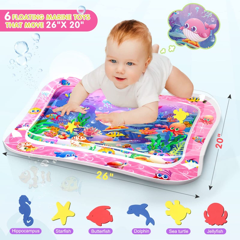 Infinno Tummy Time Mat Premium Baby Water Play Mat for Infants and Toddlers Baby Toys for 3 to 24 Months, Strengthen Your Baby's Muscles, Pink Theme Toys - Image 4