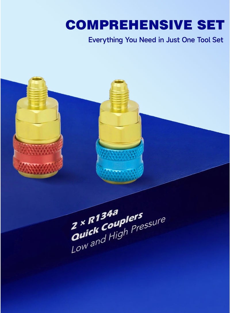 AL-WAHA AL-ZHABIA 32'' HVAC Gauges Fits for R134A R12, R22, R502, AC Gauge Set with Quick Couplers, Adapter for Car A/C System Automotive Air Conditioning Maintenance - Image 4