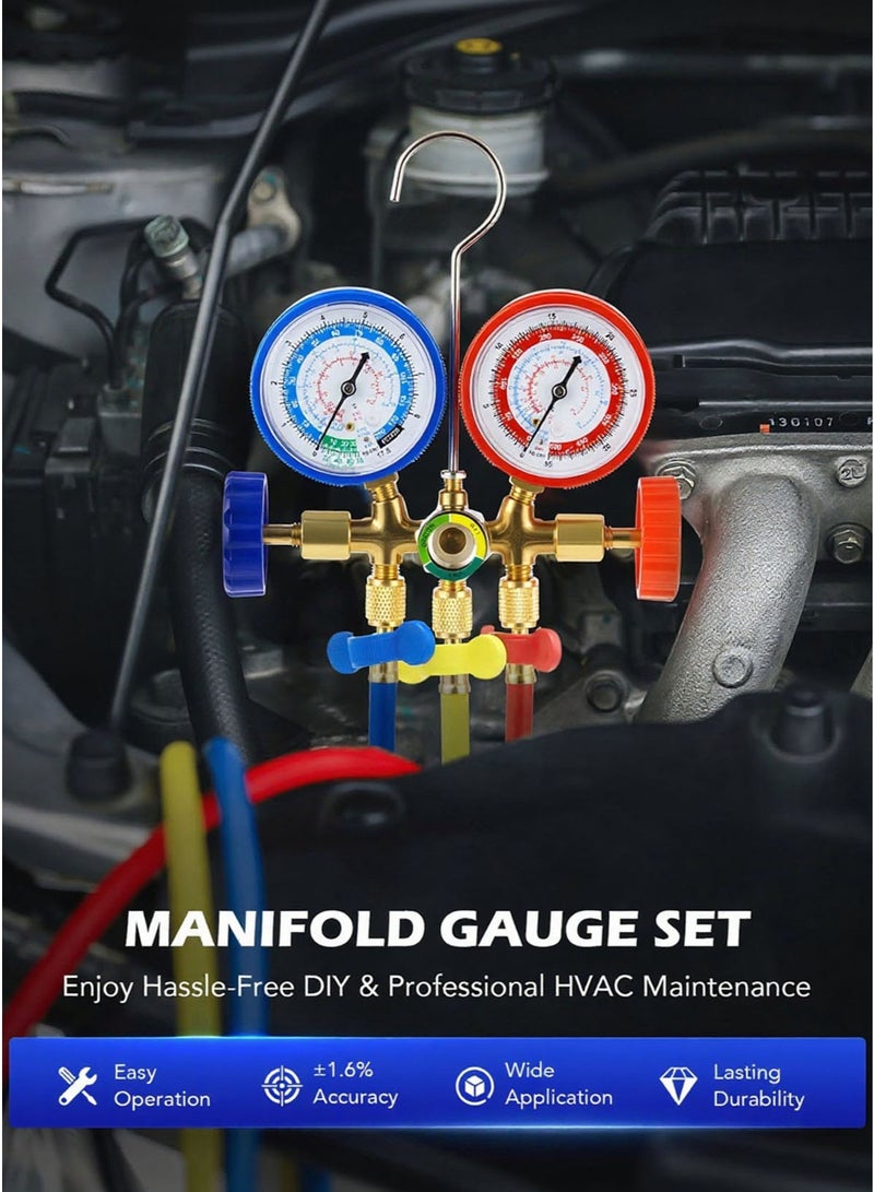 AL-WAHA AL-ZHABIA 32'' HVAC Gauges Fits for R134A R12, R22, R502, AC Gauge Set with Quick Couplers, Adapter for Car A/C System Automotive Air Conditioning Maintenance - Image 5