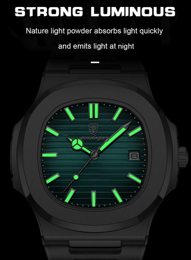POEDAGAR ساعات للرجال ساعة كوارتز من الفولاذ المقاوم للصدأ مقاومة للماء ساعة تناظرية - Image 3
