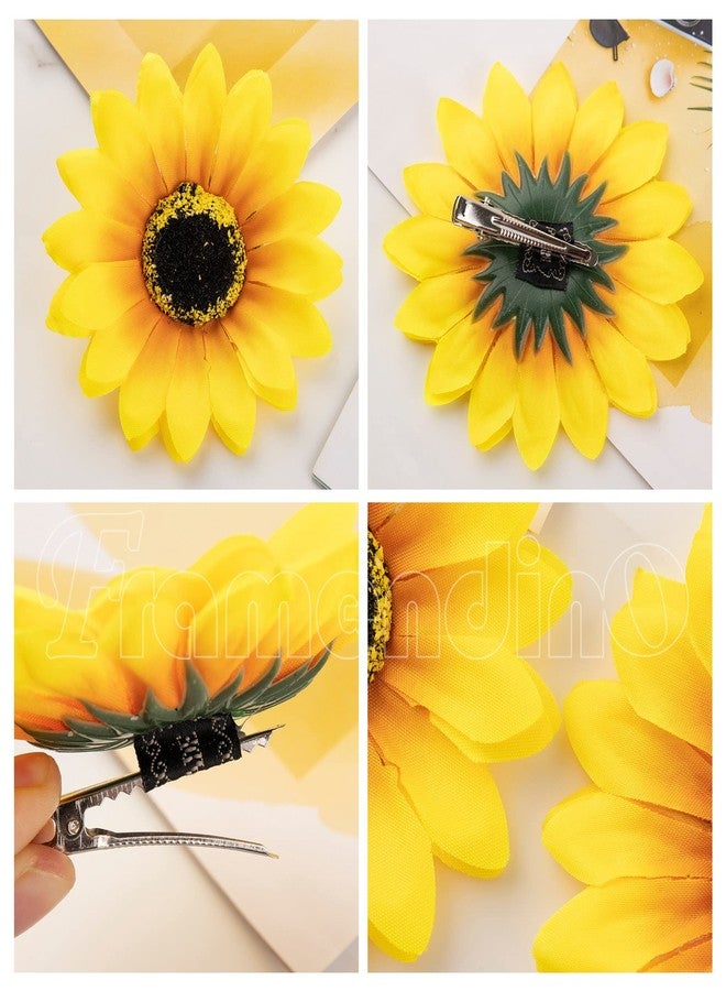 Framendino, 12 Pack Sunflower Hair Clip Flower Pins Duckbill Hairpin Alligator Barrettes Clamp Accessories for Women Girls Summer Beach Party - Image 3