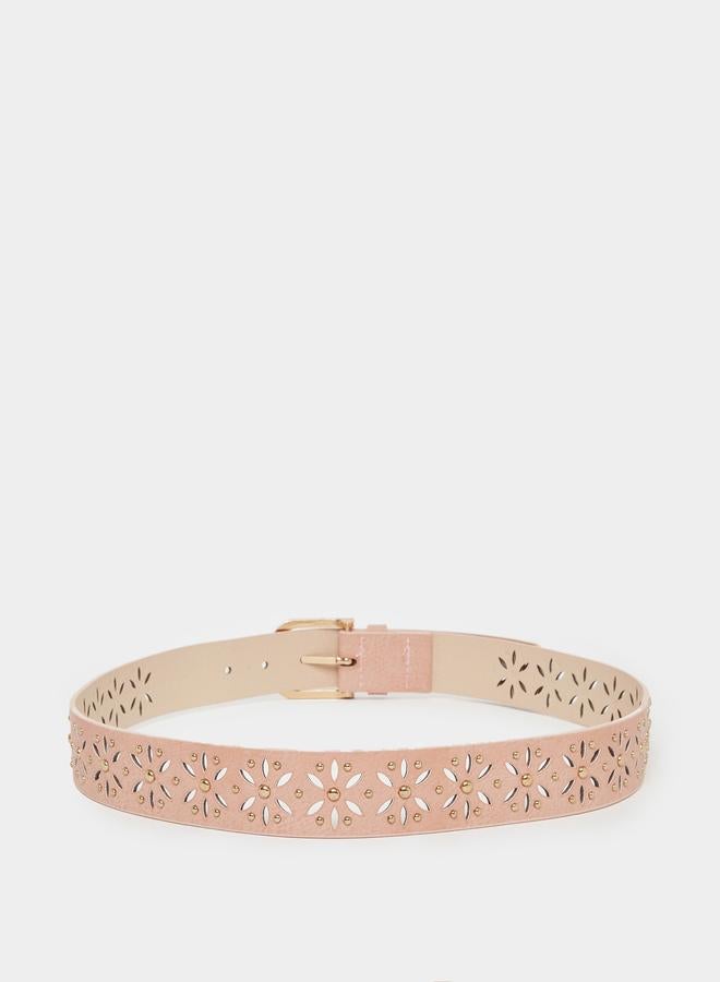 حزام بإبزيم تان بفتحات ستايلي